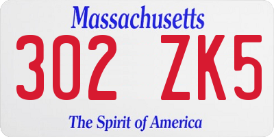MA license plate 302ZK5