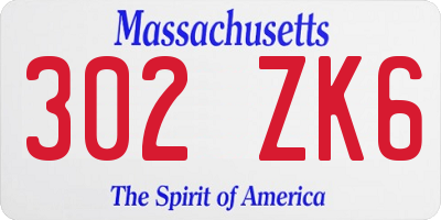 MA license plate 302ZK6