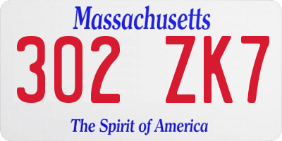 MA license plate 302ZK7