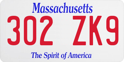 MA license plate 302ZK9