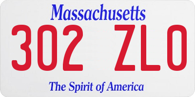 MA license plate 302ZL0