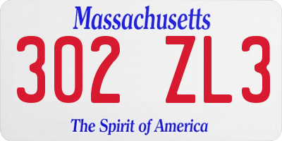 MA license plate 302ZL3