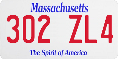MA license plate 302ZL4