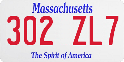 MA license plate 302ZL7