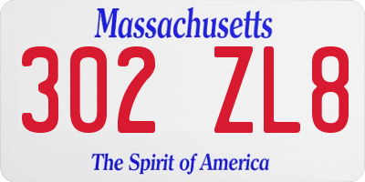 MA license plate 302ZL8