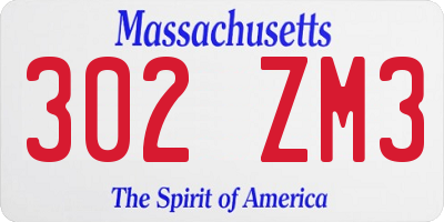 MA license plate 302ZM3