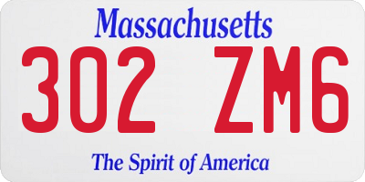 MA license plate 302ZM6
