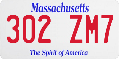 MA license plate 302ZM7