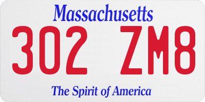 MA license plate 302ZM8
