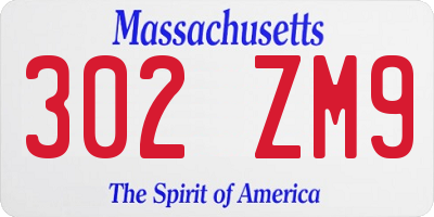 MA license plate 302ZM9