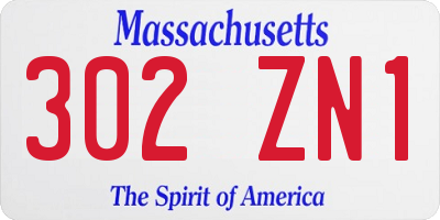 MA license plate 302ZN1