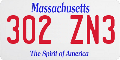 MA license plate 302ZN3