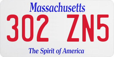 MA license plate 302ZN5