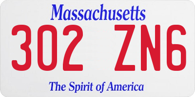 MA license plate 302ZN6