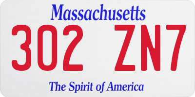 MA license plate 302ZN7