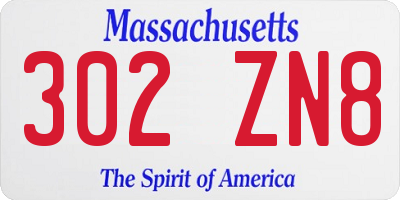 MA license plate 302ZN8