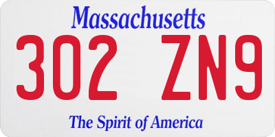 MA license plate 302ZN9
