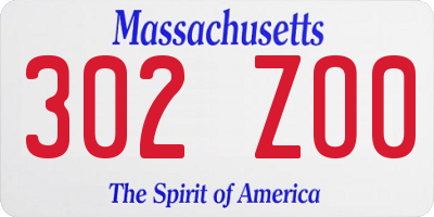 MA license plate 302ZO0