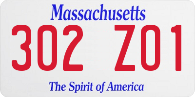 MA license plate 302ZO1