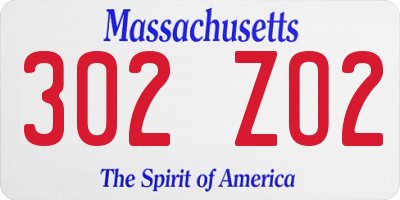 MA license plate 302ZO2