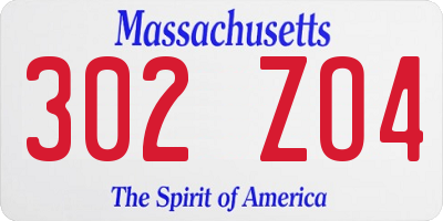 MA license plate 302ZO4