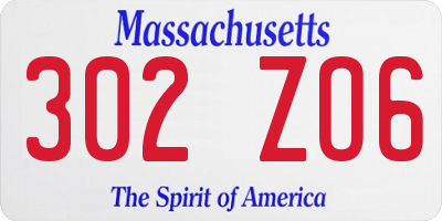 MA license plate 302ZO6