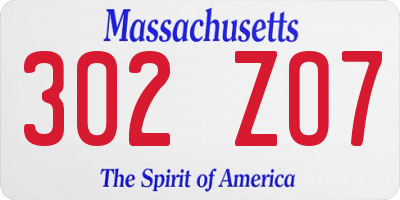 MA license plate 302ZO7
