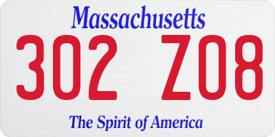 MA license plate 302ZO8