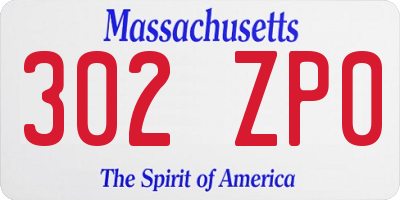 MA license plate 302ZP0