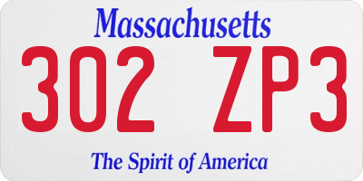 MA license plate 302ZP3
