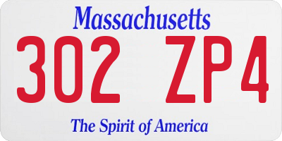 MA license plate 302ZP4