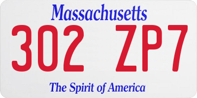 MA license plate 302ZP7