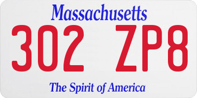 MA license plate 302ZP8