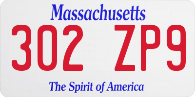 MA license plate 302ZP9