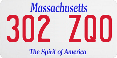 MA license plate 302ZQ0