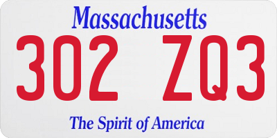 MA license plate 302ZQ3