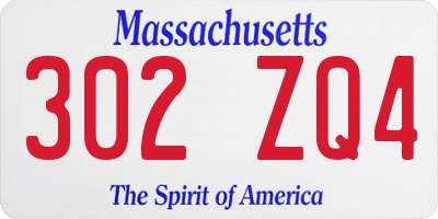MA license plate 302ZQ4