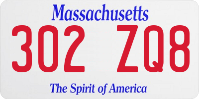 MA license plate 302ZQ8