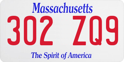 MA license plate 302ZQ9
