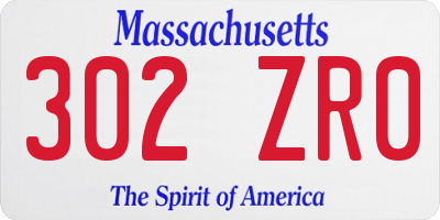 MA license plate 302ZR0