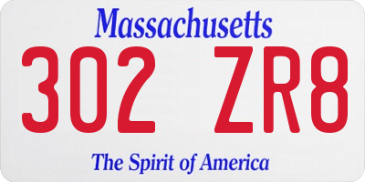 MA license plate 302ZR8