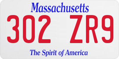 MA license plate 302ZR9