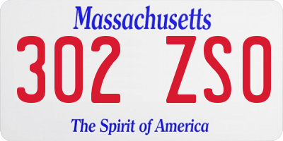 MA license plate 302ZS0