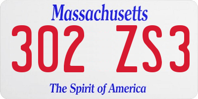 MA license plate 302ZS3