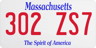 MA license plate 302ZS7