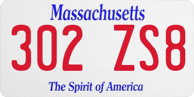 MA license plate 302ZS8