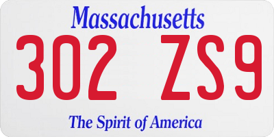 MA license plate 302ZS9