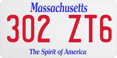 MA license plate 302ZT6