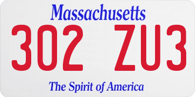 MA license plate 302ZU3