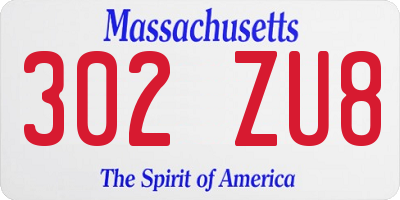 MA license plate 302ZU8
